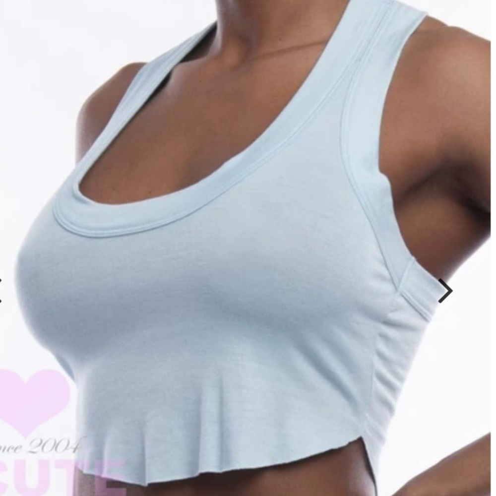 CBL Cute Booty Lounge Short Stop Cropped racerback Tank Top Powder Baby Blue M - Picture 1 of 7